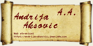 Andrija Aksović vizit kartica